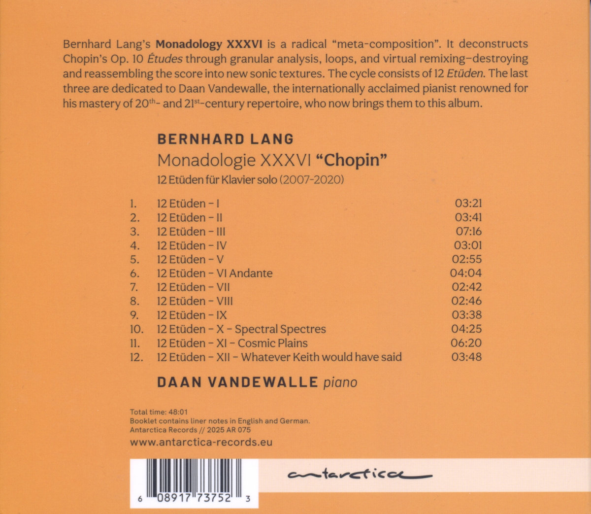 Bernhard Lang: CD Monadologie XXXVI, Cover Seite 2